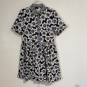 Adorable EUC kate spade Floral Black/Navy and White Dress